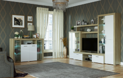 Комод-витрина Орландо, Сонома-Белый глянец