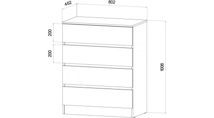Комод 4 ящика Ленора, Дуб вотан/Графит 