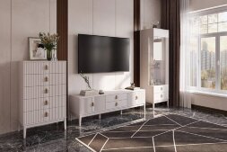 Шкаф с витриной (2 двери) Фарго, Льняной