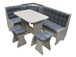 Кухонный уголок Аленка-17 (комплект со столом и табуретами) ясень шимо светлый /велюр серый