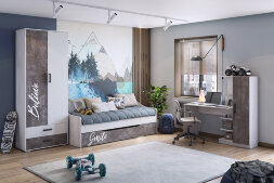 Шкаф 850 настенный с 1 дверью бетон Оливер  