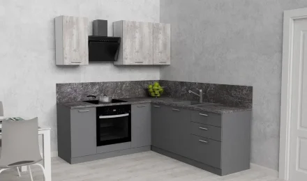 Модульная кухня АТР, графит / бетон пайн (200х220 см)   