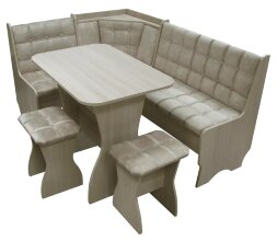 Кухонный уголок Аленка-17 (комплект со столом и табуретами) ясень шимо светлый /велюр бежевый