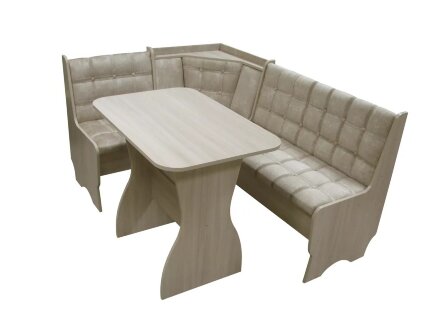 Кухонный уголок Аленка-17 (комплект со столом и табуретами) ясень шимо светлый /велюр бежевый 