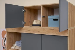 Шкаф-купе с антресолью Роджина дуб крафт / графит