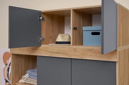 Шкаф-купе с антресолью Роджина дуб крафт / графит 