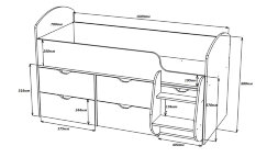 Детская кровать-чердак Малыш-7, винтерберг-бодего