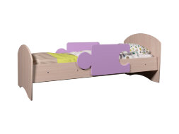 Детская кровать Мозайка, дуб + розовый ( с бортиками и ящиками)