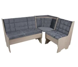 Угловая скамья Аленка-17, ясень шимо светлый / велюр серый