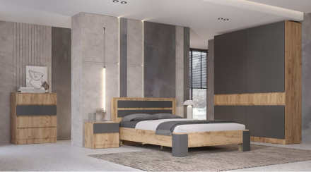 Модульная спальня Ленора, Дуб вотан/Графит 