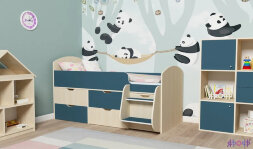 Детская кровать-чердак Малыш-7, дуб-белое дерево