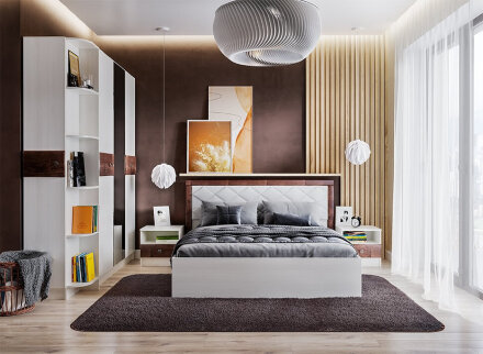 Тумба прикроватная Мадлен (ясень анкор светлый - дуб бомонд какао) 