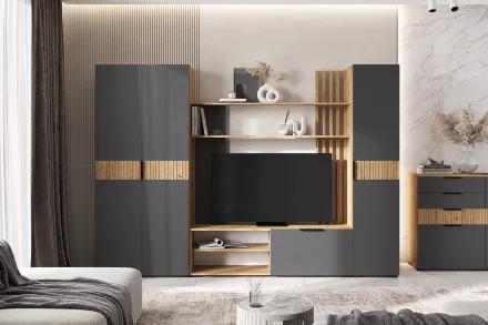 Шкаф 2-х створчатый Роджина дуб крафт / графит 