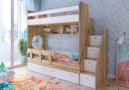 Кровать 2-х ярусная Юниор-1, Ясень/Белый  