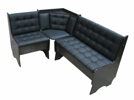 Угловая скамья Аленка-17, венге/экокожа Терра Эффект 118 черный матовый 