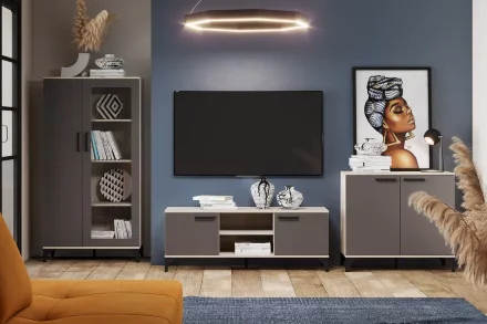 Шкаф комбинированный Марсель НМ 013.52, софт графит 