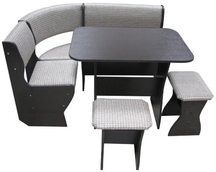 Кухонный уголок Аленка-5 (комплект со столом и табуретами) венге/ рогожка светлая 