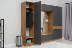 Пенал Роджина дуб крафт / графит (прихожая) 