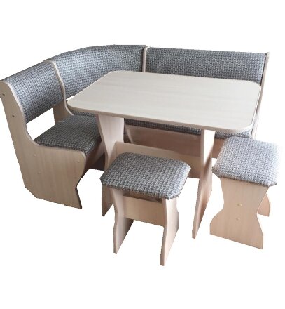 Кухонный уголок Аленка-5 (комплект со столом и табуретами) дуб молочный / рогожка темная 