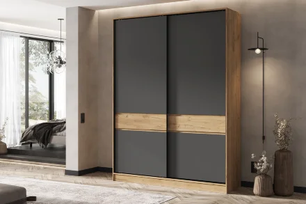 Шкаф-купе Роджина дуб крафт / графит 
