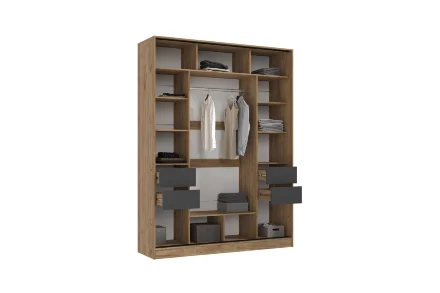 Шкаф-купе Роджина дуб крафт / графит 