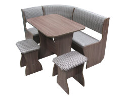 Кухонный уголок Аленка-5 (комплект со столом и табуретами) шимо темный / рогожка темная