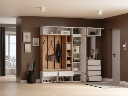 Тумба с вешалкой Прага, Белый 