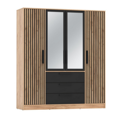 Шкаф 4-х дверный 83.07 Вегас, Дуб золотой/Черный​