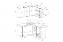 Кухонный гарнитур Глория мега прайм 2, 160х170 см