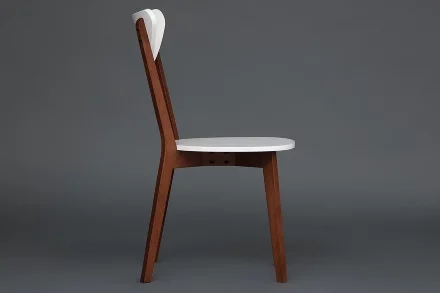 Стул жесткое сиденье MAXI (Макси), белый + коричневый 