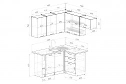 Кухонный гарнитур Альба мега прайм, 160х170 см