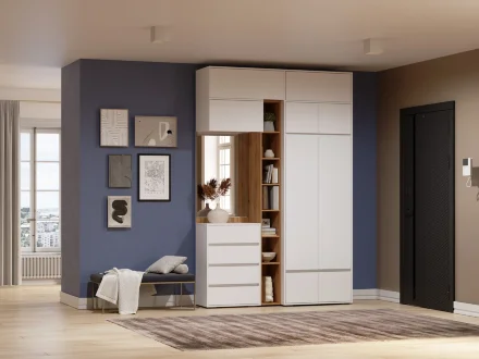 Тумба с зеркалом Прага, Белый 