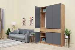 Шкаф трехстворчатый Роджина дуб крафт / графит