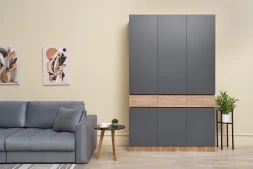 Шкаф трехстворчатый Роджина дуб крафт / графит