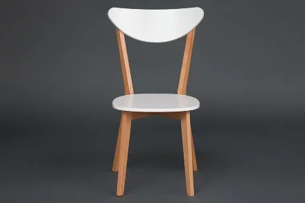 Стул жесткое сиденье MAXI (Макси), белый+натуральный  