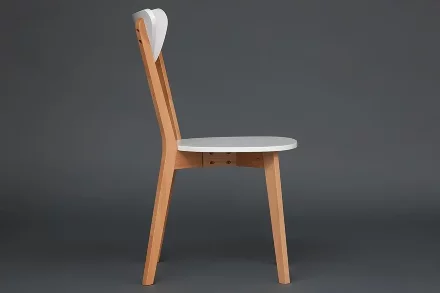 Стул жесткое сиденье MAXI (Макси), белый+натуральный  