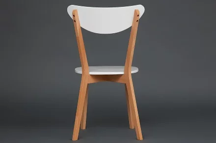 Стул жесткое сиденье MAXI (Макси), белый+натуральный  