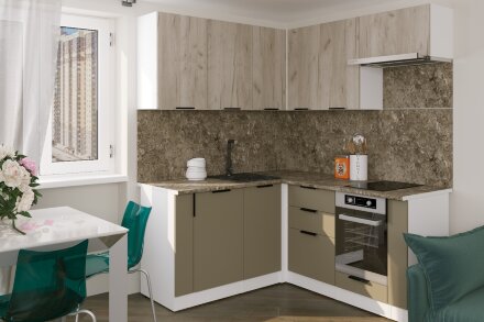 Кухонный гарнитур Альба мега прайм 2, 160х170 см (ПМ+СДШ) 