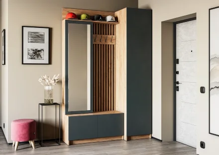 Модульная прихожая Стоуби, Графит (Композиция 1) 