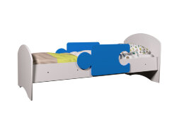 Детская кровать Мозаика, белый + синий ( с бортиками)