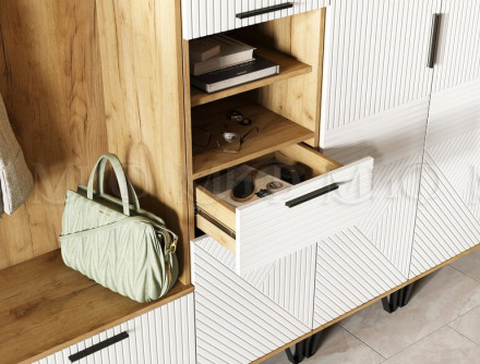 Пенал открытый Флэш, Браш Вайт/Дуб крафт 