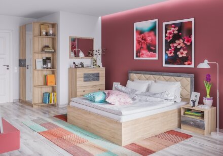 Комод Мадлен ( дуб сонома/дуб шале серебро) 