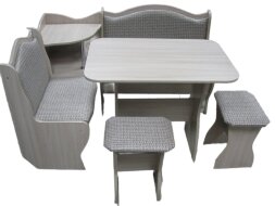 Кухонный уголок Аленка-1 (комплект со столом и табуретами) шимо светлый/рогожка светлая 