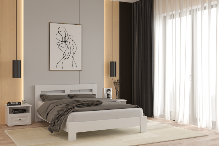 Кровать из массива Тора, белый античный 