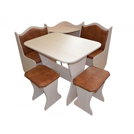 Кухонный уголок Аленка-1 (комплект со столом и табуретами) шимо светлый/табак 