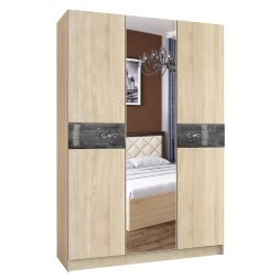 Шкаф 3-х створчатый Мадлен (дуб сонома/дуб шале серебро) 