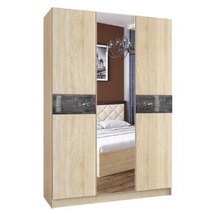 Шкаф 3-х створчатый Мадлен (дуб сонома/дуб шале серебро)  