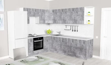 Модульная кухня АТР, цемент светлый (270х190 см) 