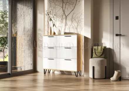 Обувница Флэш, Браш Вайт/Дуб крафт 