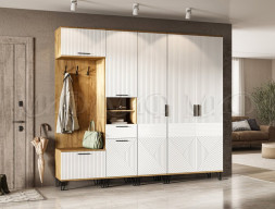 Модульная прихожая Флэш, Браш Вайт/Дуб крафт